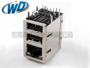 南京RJ45+双层USB带LED灯 内置网络变压器100M 1000M