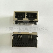 惠州1X2 带屏蔽RJ45连接器 双口网络插座