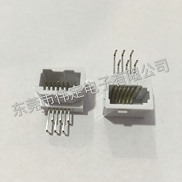 英式白色RJ11 6P6C电话接口 卧倒式电话母座