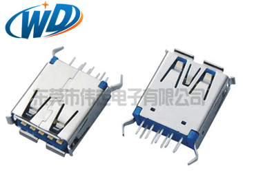 东莞工厂直销 USB 3.0 插口AF 180度 卷边 H=14.50mm